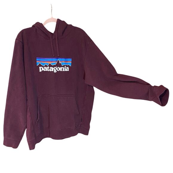 Patagonia Uprisal Logo Hoodie Men’s XL Maroon Recycled Fleece Fair Trade - Picture 1 of 8
